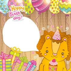 Happy Birthday greeting background with a lion N18