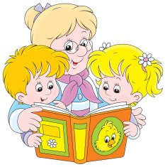 Grandma and grandchildren reading N2