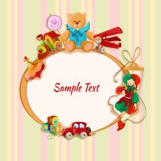 Toys colored drawn framed postcard