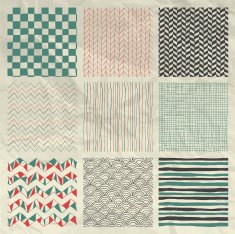 Pen Drawing Seamless Patterns on Crumpled Paper Texture N7