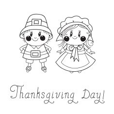 Thanksgiving Day children Pilgrim Couple
