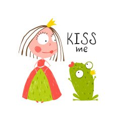 Baby Princess and Frog Asking for Kiss N2