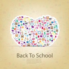 Heart Back to School Seamless children background illustration