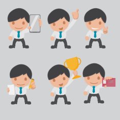 Charactor Business Worker Cartoon Set Vector