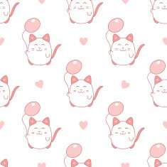 Cute seamless pattern with cat and balloon