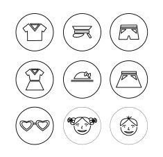 Line vector icons Children clothes