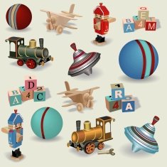 Beautiful seamless background of realistic vintage toys vector N2