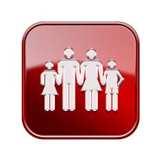 family icon glossy red isolated on white background