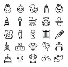 Icons set baby and accessories