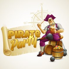 Pirate party poster Vector illustration