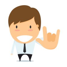 Businessman show hands i love you sign language