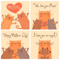 Sweet cards for Mothers Day with cats N2