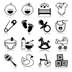 Icons set with reflection Babies