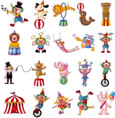 cartoon happy circus show icons collection N2