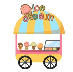 cart stall and a ice cream vector