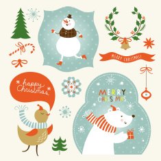 Set of Christmas and New Year's elements