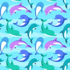 Colorful dolphins and waves pattern N2