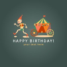 Childrens Happy birthday card Dark background