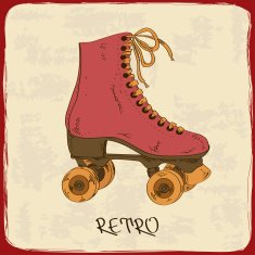 Illustration with retro roller skates