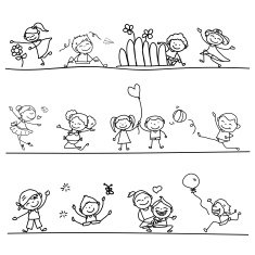 hand drawing cartoon happy kids N11