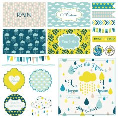 Vintage Rain & Sky Party Set - for