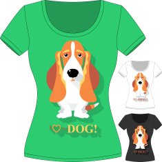 Vector T-shirt with dog Basset Hound N2
