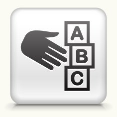 Square Button with ABC Blocks