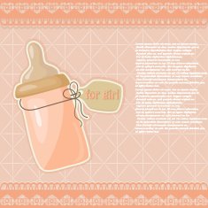 Vintage blue patterned bottle of milk for the girl