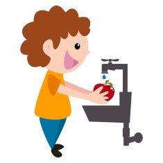 Child washing fruit
