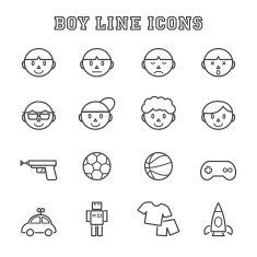 boy line icons