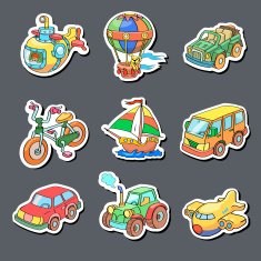 Cartoon collection of Transportation - Colored stickers N2