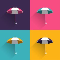 Umbrella sign Flat vector Various color parasols