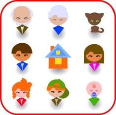 doodle style icons of a happy family