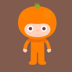Orange face character fruit