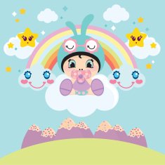 Cute little baby on clouds