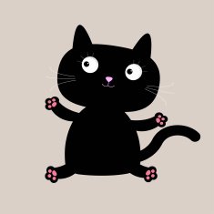 Cartoon black sitting cat Funny collection