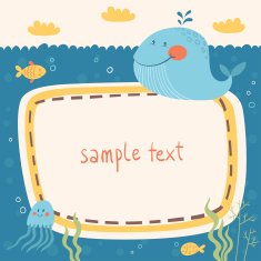Sea life vector frame