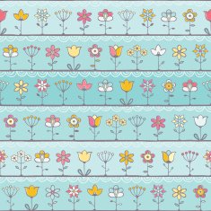 Baby blue background with cute flowers