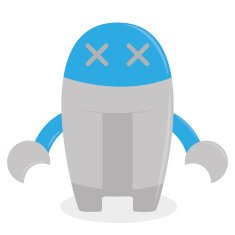 Cartoon Blue Robot Isolated On White Background