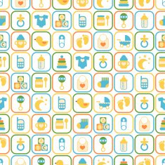 Seamless pattern of baby icons