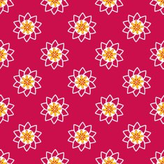 Seamless pattern with fancy pink and yellow flowers
