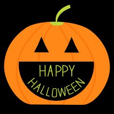 Big pumpkin with Happy Halloween text inside Card