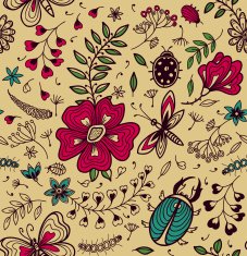 Seamless texture with flowers and butterflies N17