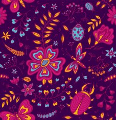 Seamless texture with flowers and butterflies N18