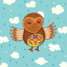 Cute cartoon owl flying
