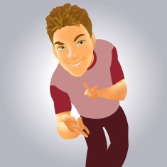 figure of a boy teenager grotesque portrait in perspective