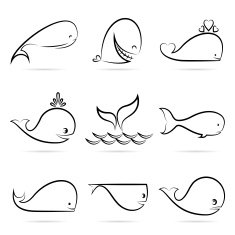 Set of vector whale icons