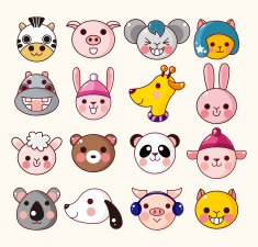 cartoon animal face icons N2