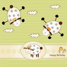 birthday greeting card with sheep N2