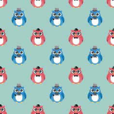 Hipster Fashion Owls Seamless Background
